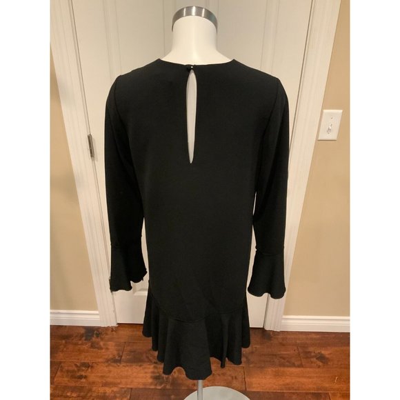Theory Black Long Flare Sleeves Mini Shift Dress, Size 6 - Picture 6 of 8